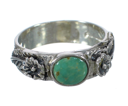 Southwest Genuine Sterling Silver Turquoise Flower Ring Size 8-1/2 YX91624